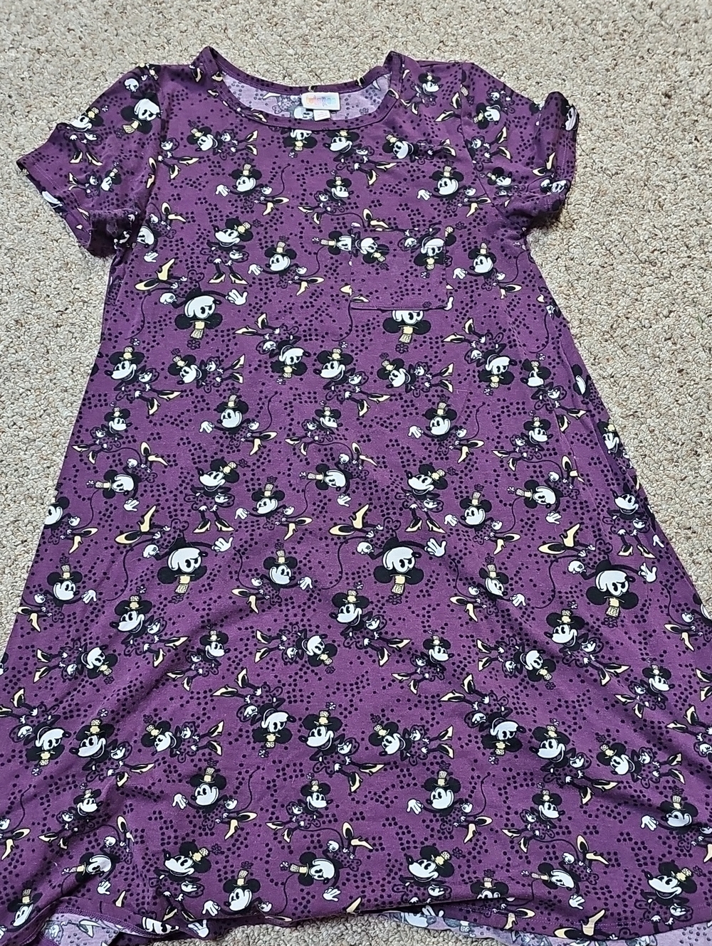 LuLaRoe Purple Minnie Print High Low Dress
